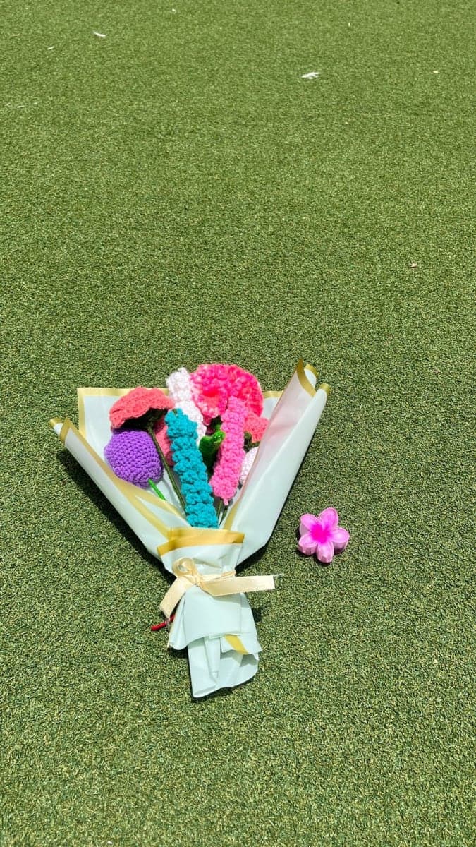 Handmade Crochet Mixed Flower Bouquet — handmade crochet bouquet by Nidsscrochet, Mumbai