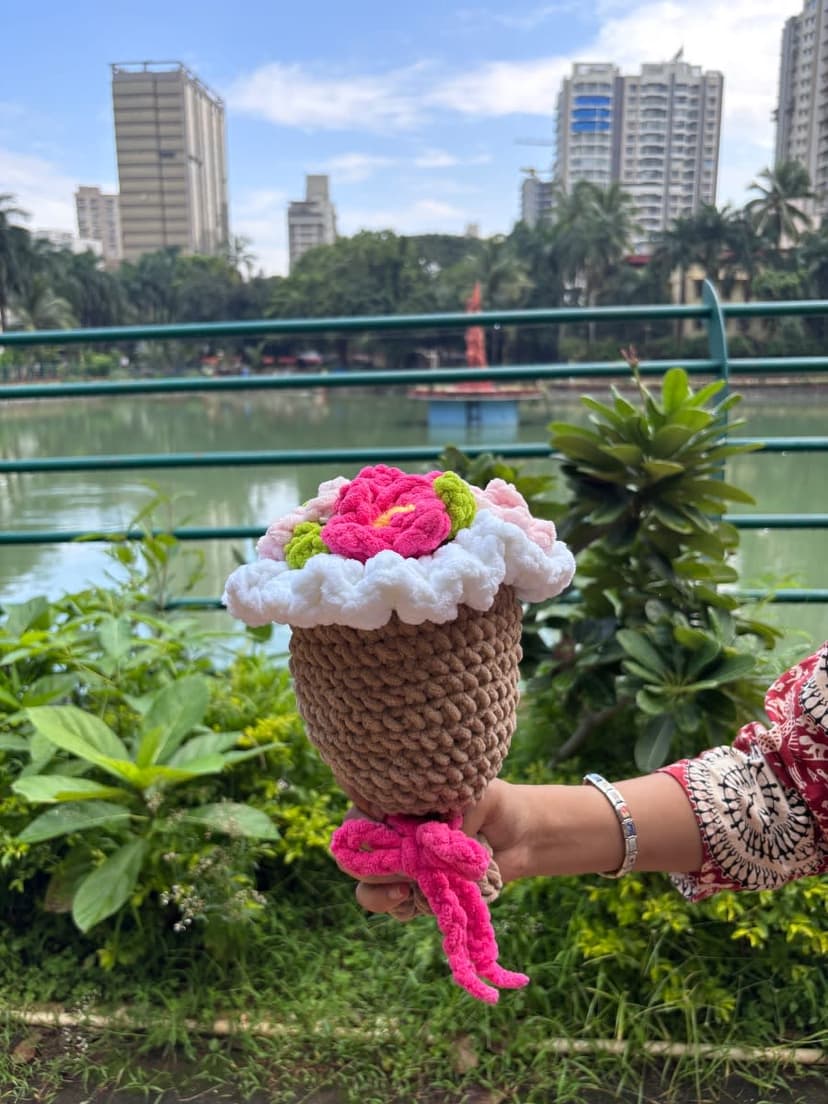 Handmade Crochet Plushie Bouquet – Cute Amigurumi Gift — handmade custom crochet gift by Nidsscrochet, Mumbai