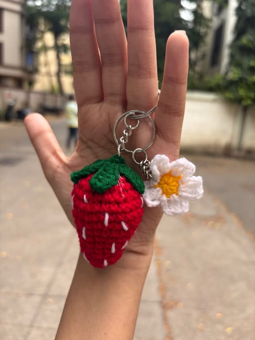Handmade Crochet Strawberry Keychain — handmade crochet keychain, photo 4