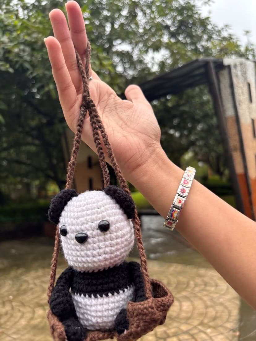 Handmade Crochet Panda Car Hanging — handmade crochet plushie, photo 5