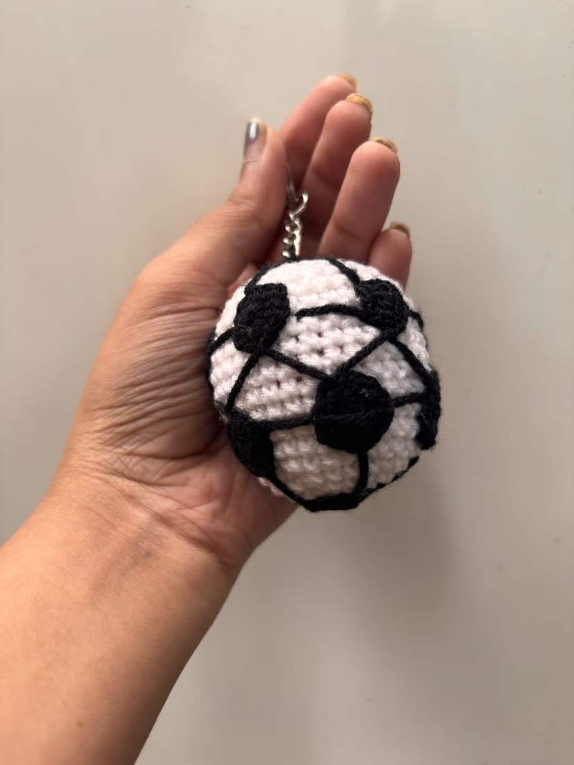 Handmade Crochet Football Keychain — handmade crochet keychain by Nidsscrochet, Mumbai