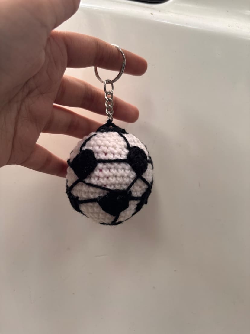 Handmade Crochet Football Keychain — handmade crochet keychain, photo 4