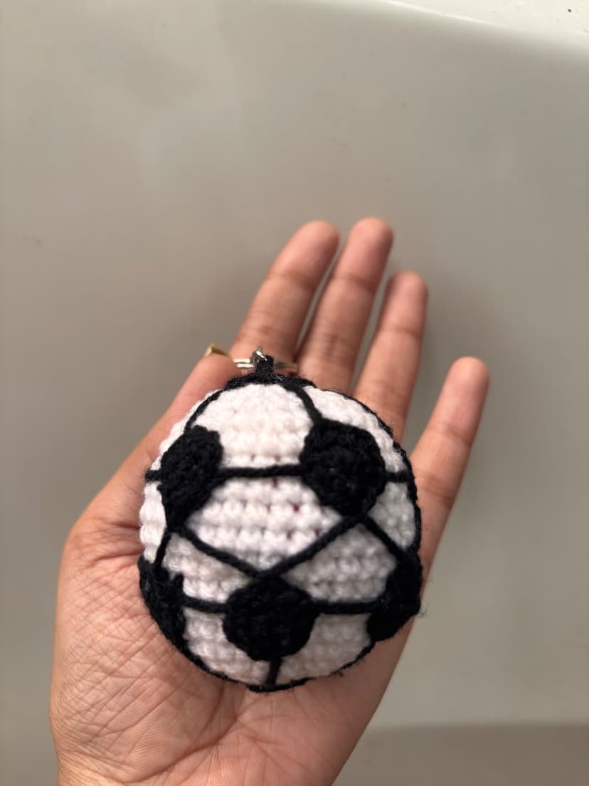 Handmade Crochet Football Keychain — handmade crochet keychain, photo 3