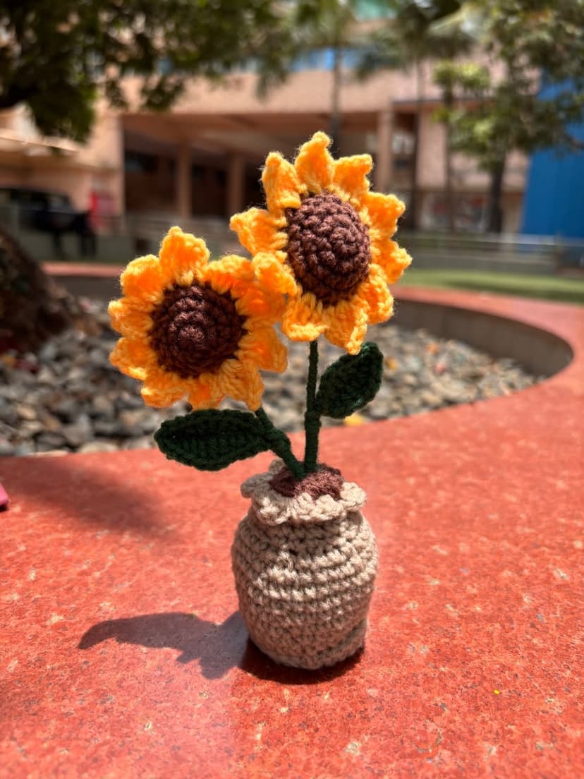 Handmade Crochet Sunflower Flower Pot — handmade crochet flower, photo 3