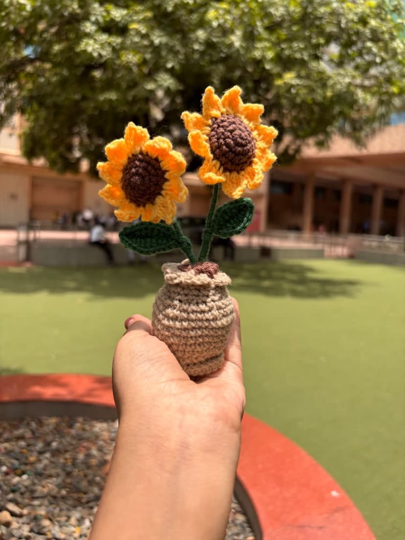 Handmade Crochet Sunflower Flower Pot — handmade crochet flower, photo 4