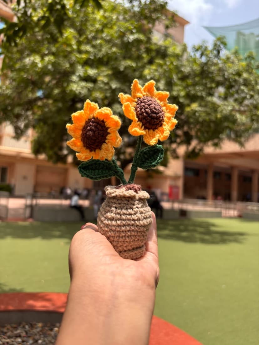 Handmade Crochet Sunflower Flower Pot — handmade crochet flower, photo 5