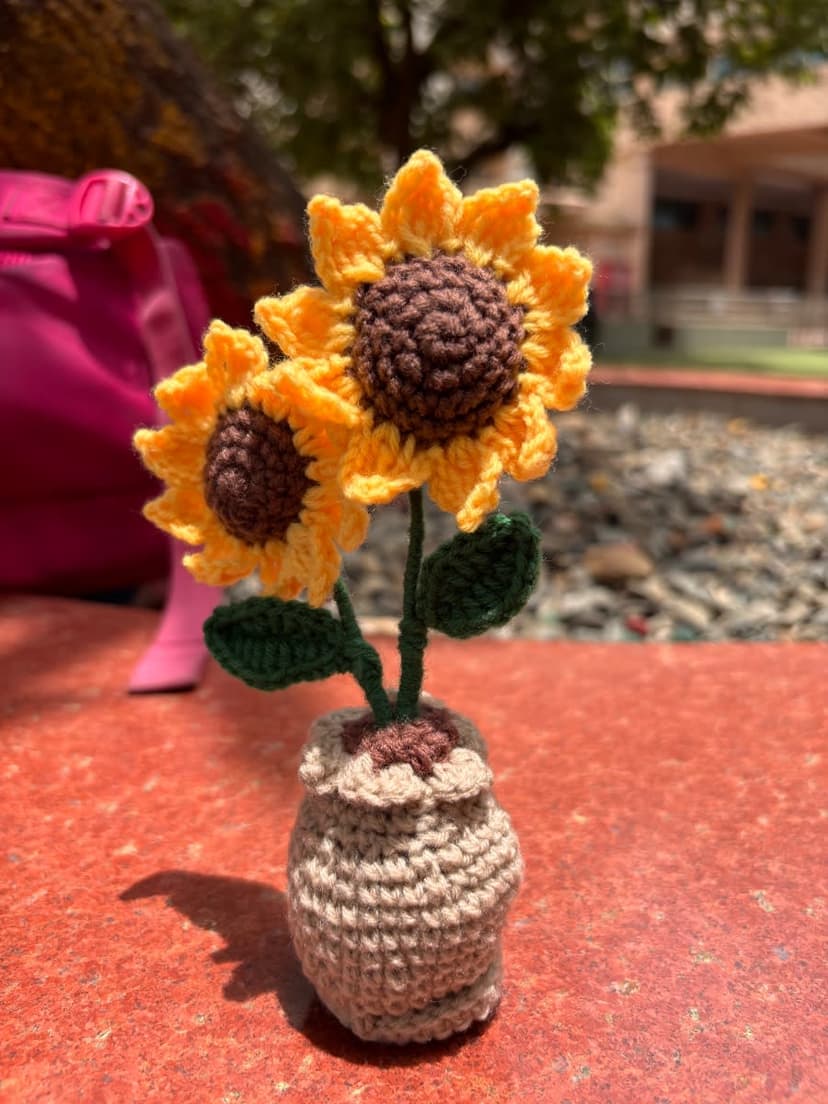 Handmade Crochet Sunflower Flower Pot — handmade crochet flower, photo 2