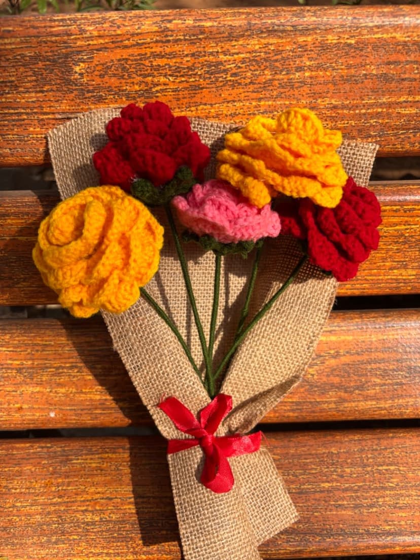 Handmade Crochet Rose Bouquet — handmade crochet bouquet by Nidsscrochet, Mumbai
