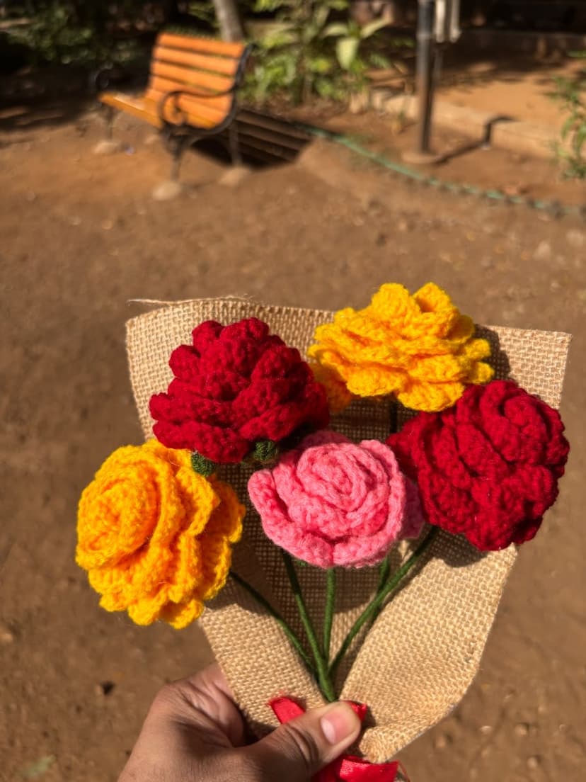 Handmade Crochet Rose Bouquet — handmade crochet bouquet, photo 4