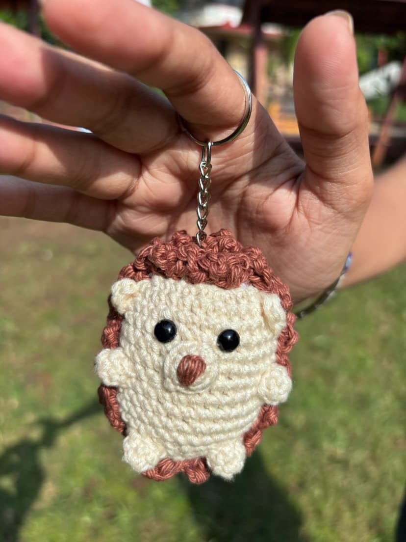 Custom Crochet Hedgehog Keychain — handmade custom crochet gift by Nidsscrochet, Mumbai