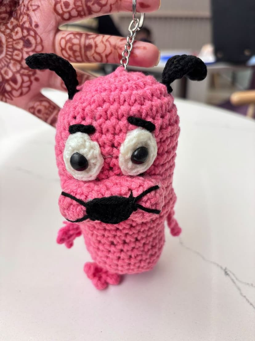 Courage the Cowardly Dog Crochet Keychain — handmade custom crochet gift, photo 2