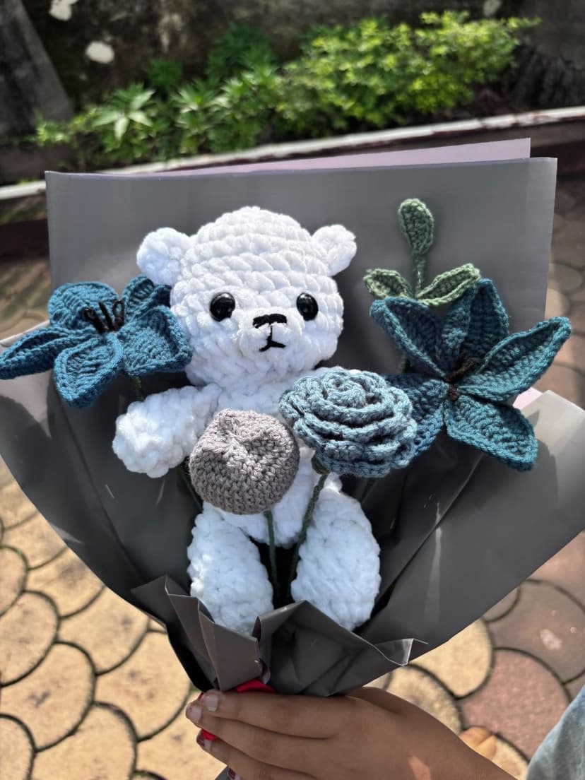 Bunny in Bloom – Custom Crochet Bouquet — handmade custom crochet gift by Nidsscrochet, Mumbai