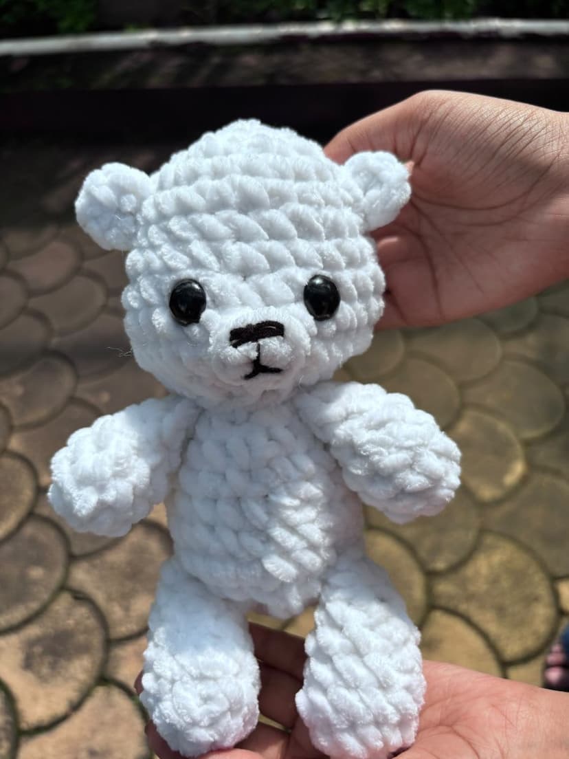 Handmade Crochet White Teddy Bunny Plushie — handmade crochet plushie, photo 2