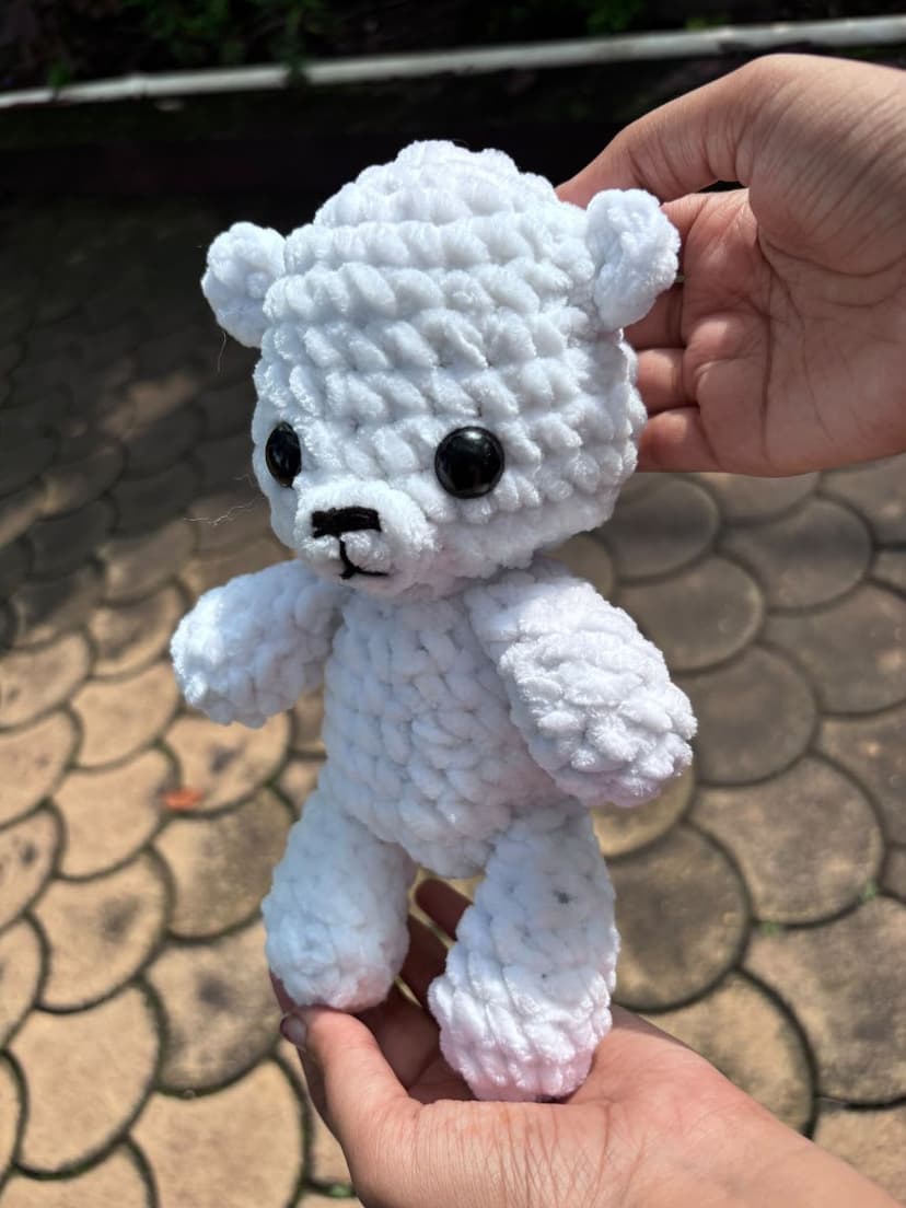 Handmade Crochet White Teddy Bunny Plushie — handmade crochet plushie, photo 5