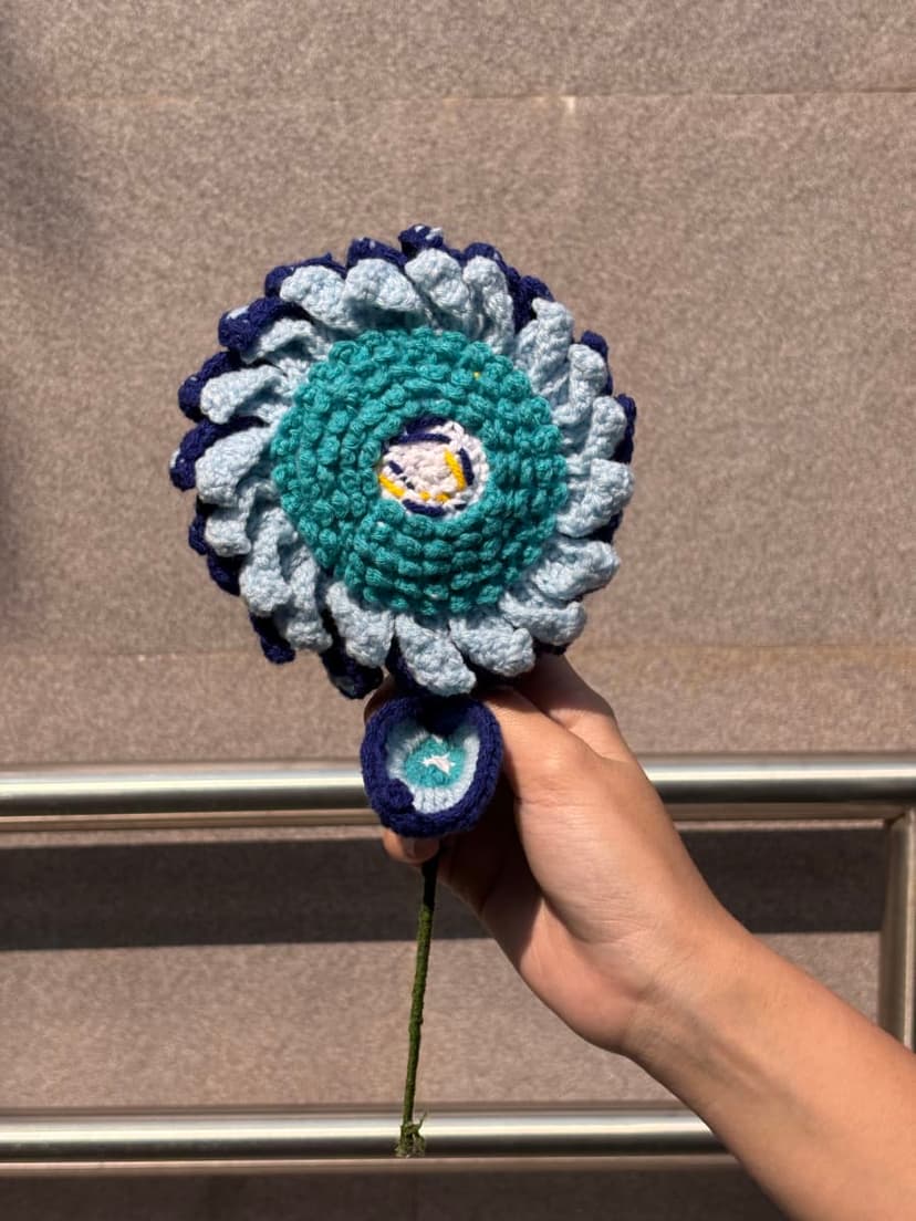 Crochet Sunflower – Van Gogh Starry Night Inspired — handmade crochet flower by Nidsscrochet, Mumbai