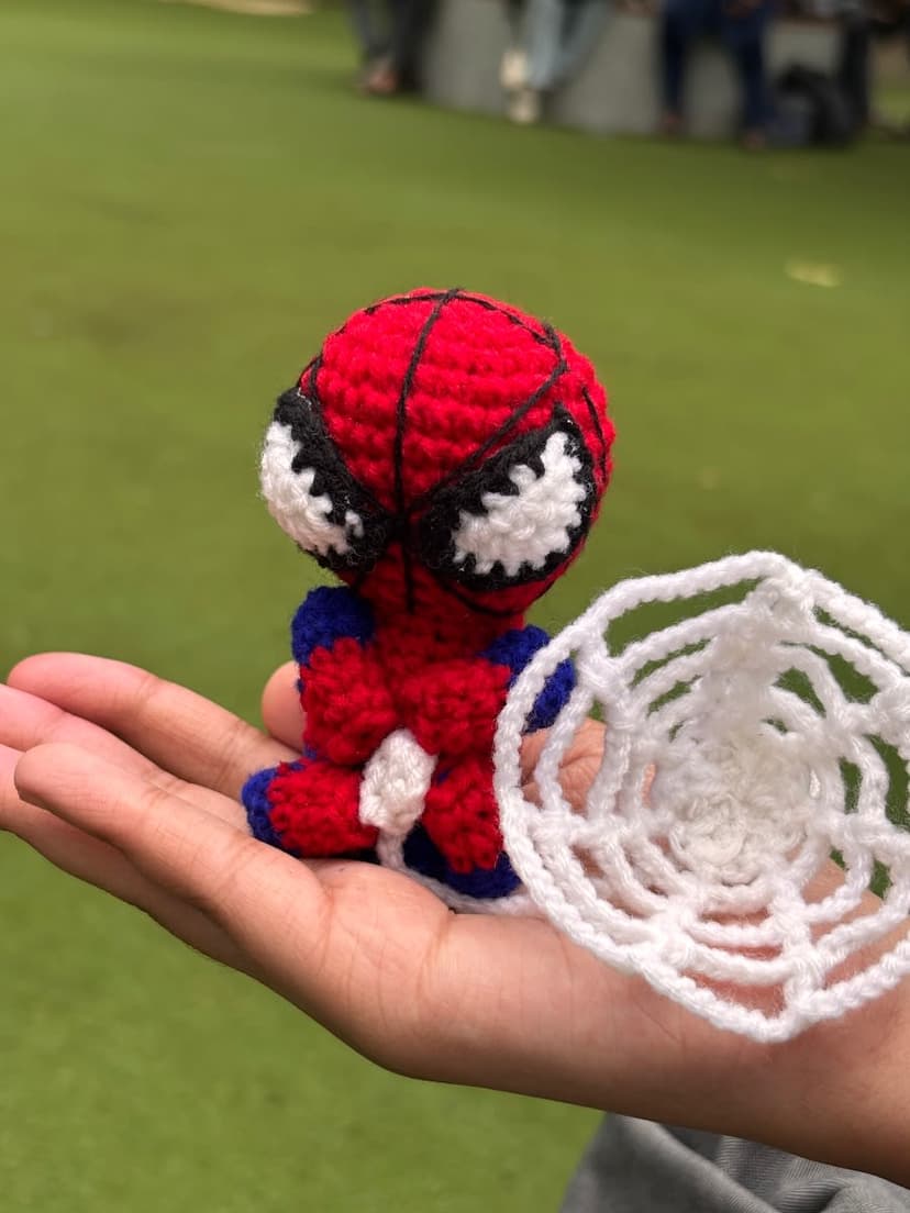 Handmade Crochet Spider-Man Keychain – Cute Keyring — handmade crochet keychain by Nidsscrochet, Mumbai