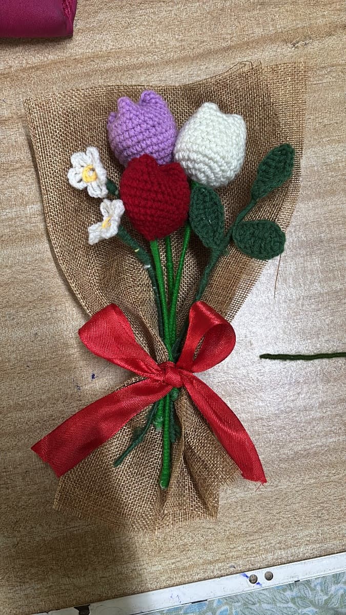 Handmade Crochet Tulip Bouquet – Forever Flowers — handmade crochet flower by Nidsscrochet, Mumbai